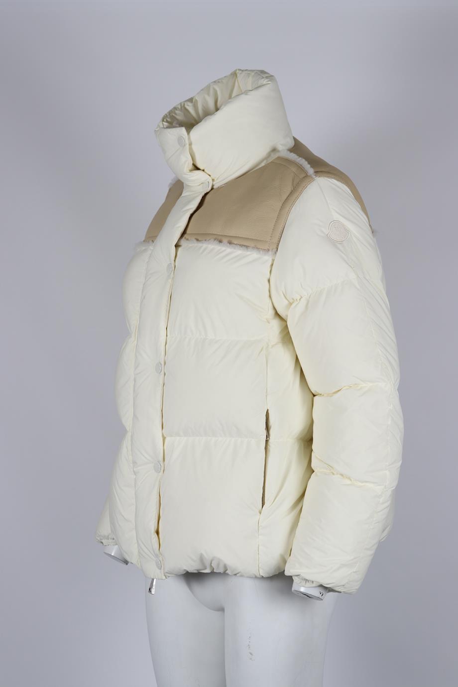 MONCLER SHEARLING TRIMMED QUILTED SHELL DOWN JACKET UK 8