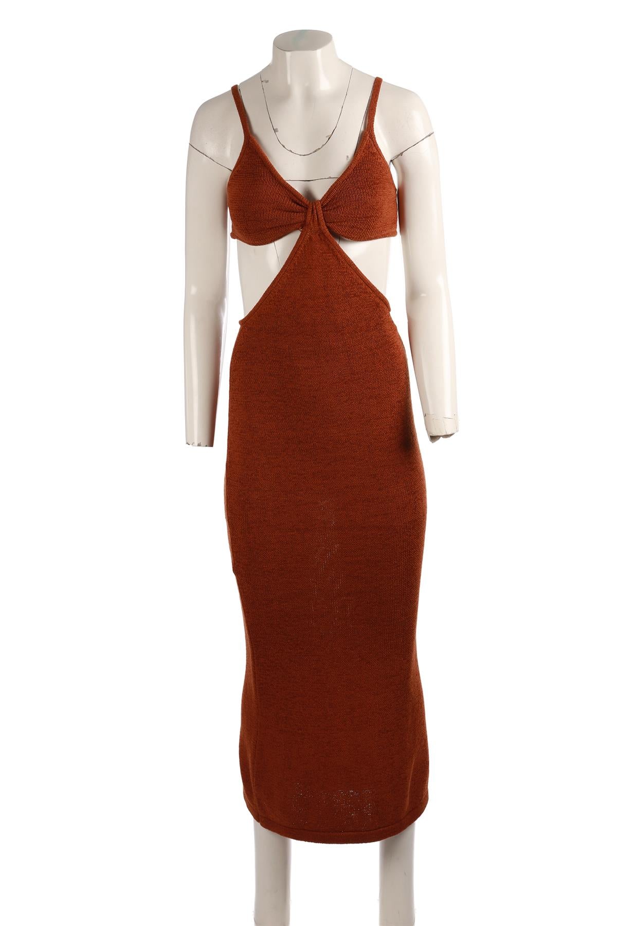 CULT GAIA BROWN KNIT MAXI DRESS XSMALL
