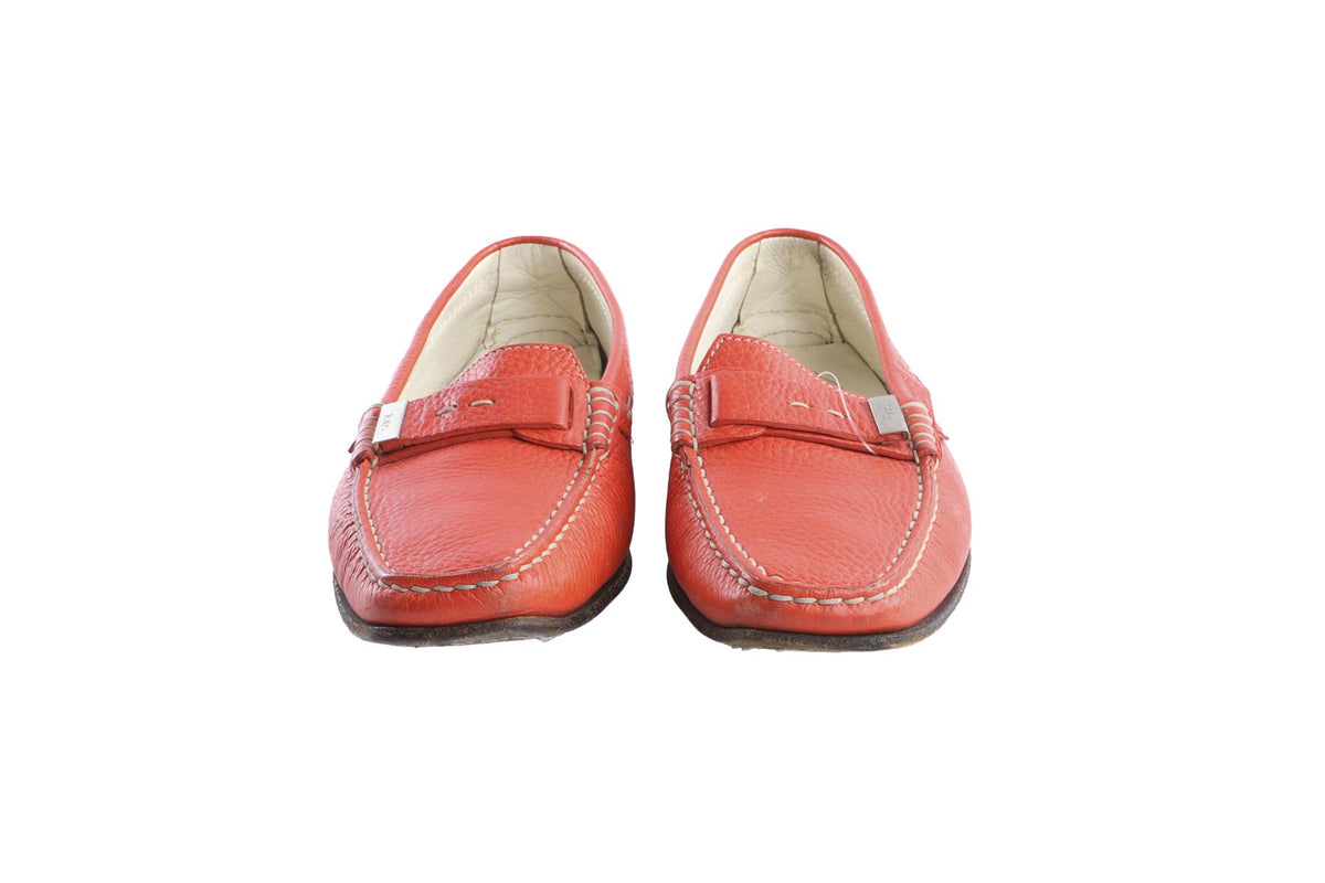TOD'S ORANGE LEATHER LOAFERS EU 37 UK 4 US 7