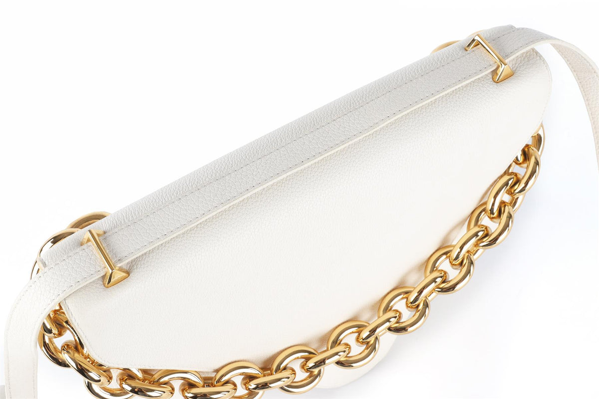 BOTTEGA VENETA WHITE MOUNT MEDIUM LEATHER SHOULDER BAG