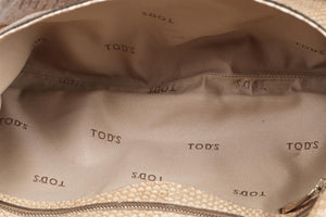 TOD'S BEIGE PYTHON AND LEATHER CLUTCH