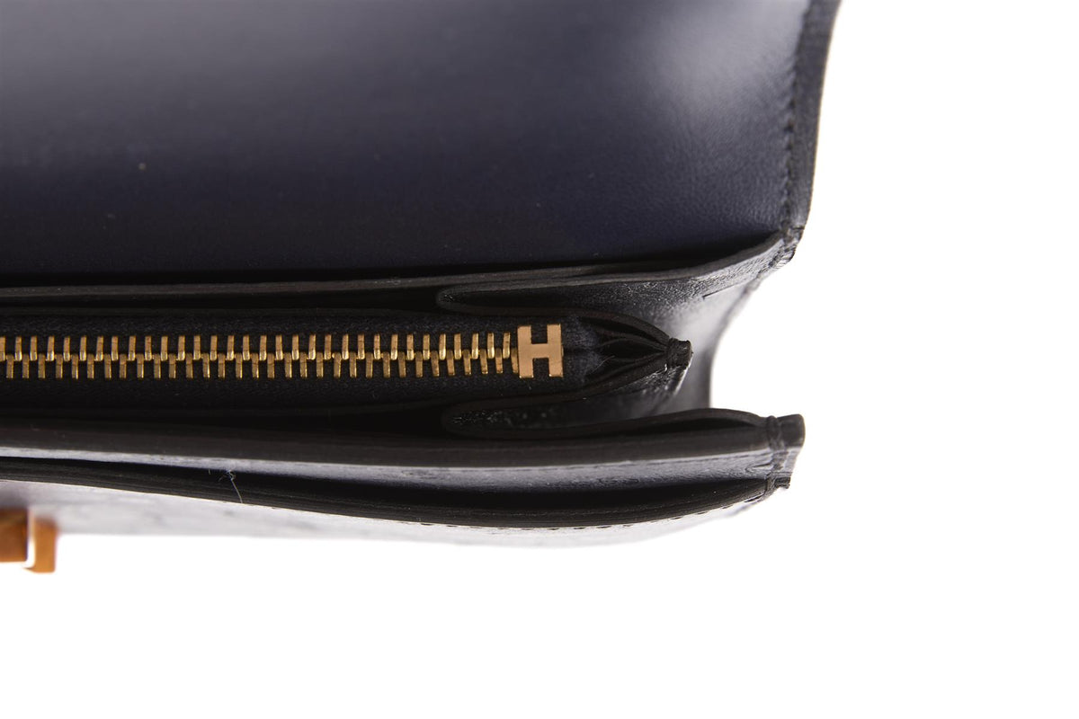 HERMÈS NAVY 2018 CONSTANCE LONG OSTRICH WALLET IN BLEU INDIGO