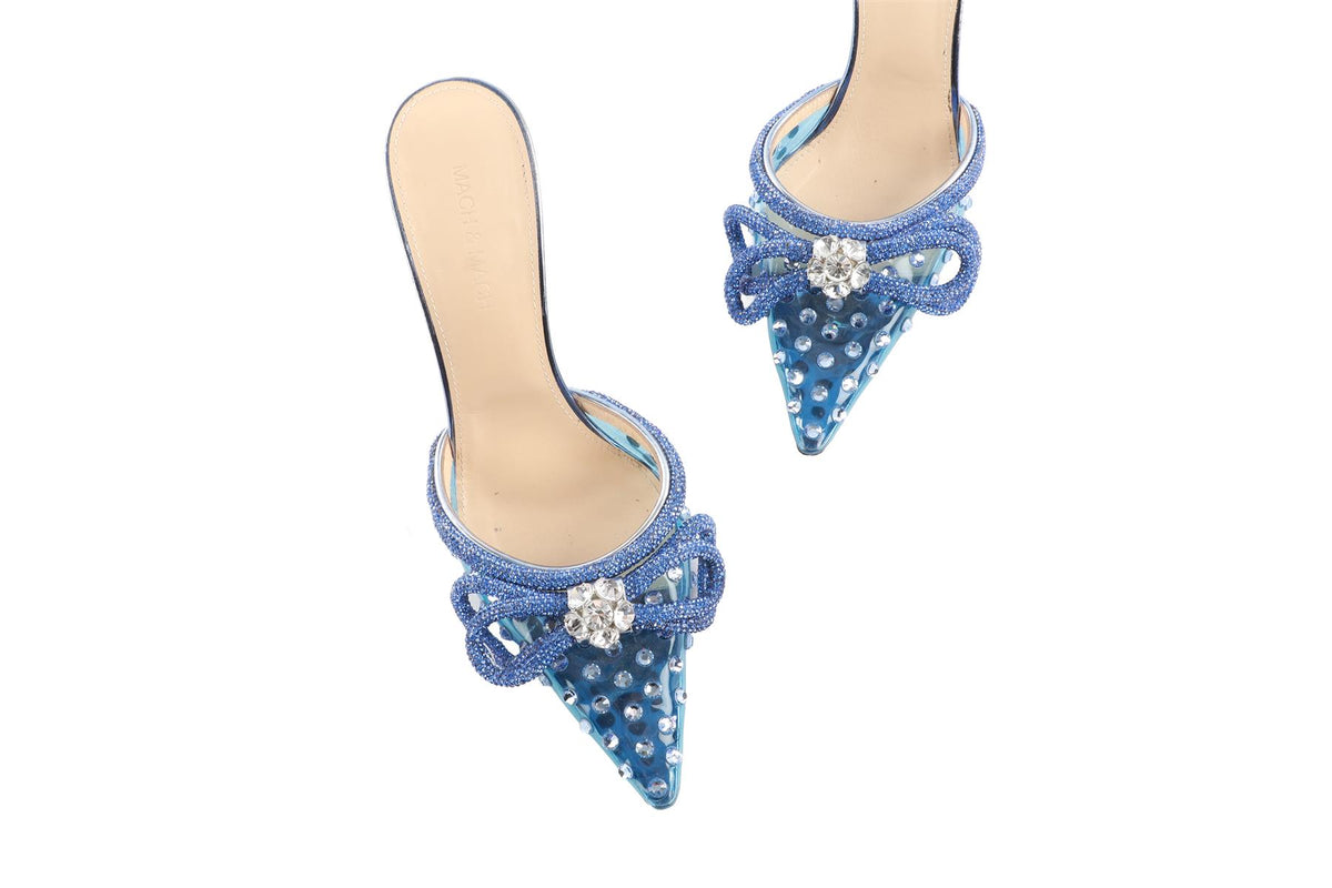 MACH & MACH BLUE CRYSTAL AND PVC MULES EU 39 UK 6 US 9