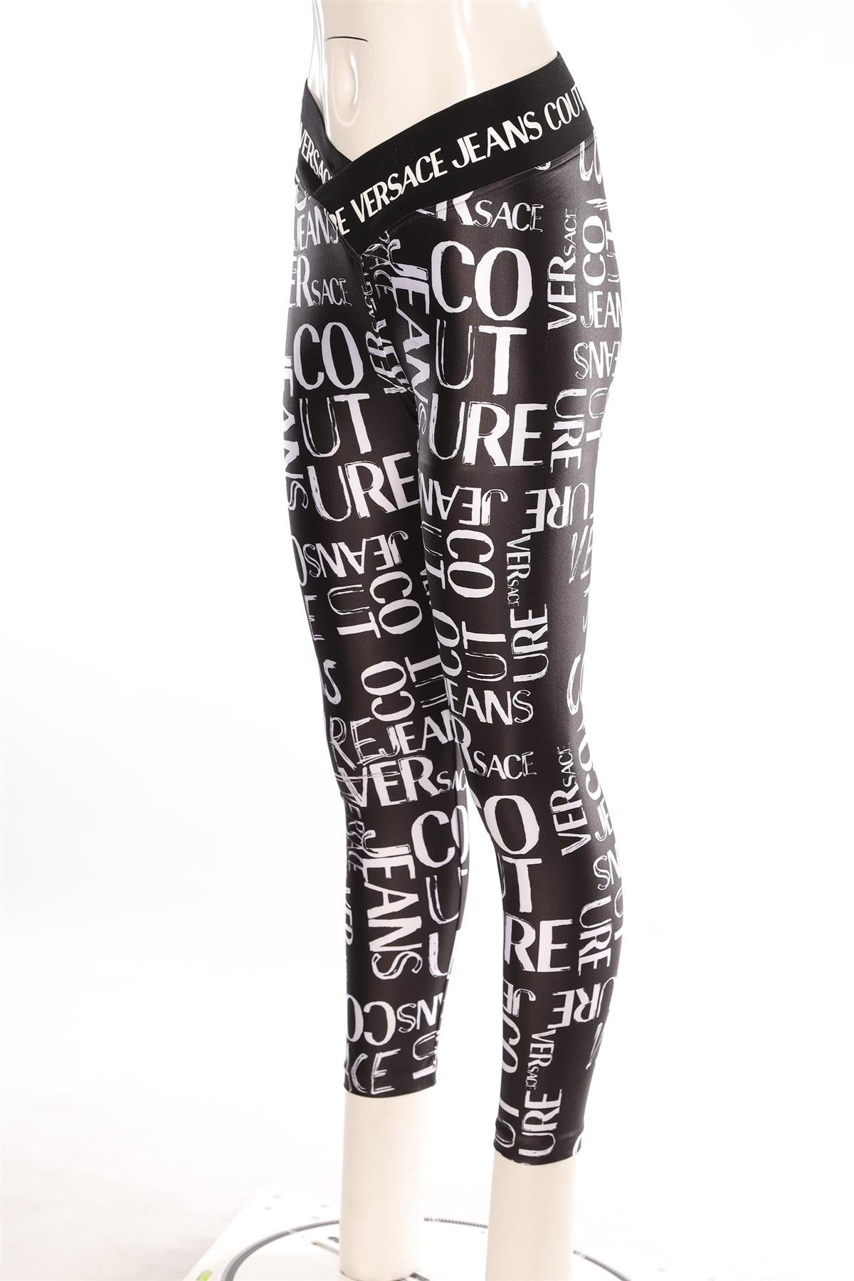 VERSACE JEANS COUTURE BLACK LEGGINGS IT 42 UK 10