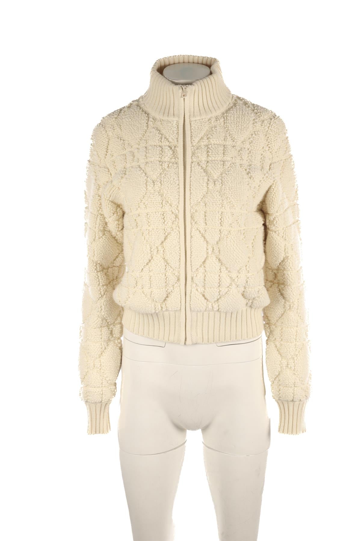 CHRISTIAN DIOR CREAM WOOL CARDIGAN FR 38 UK 10