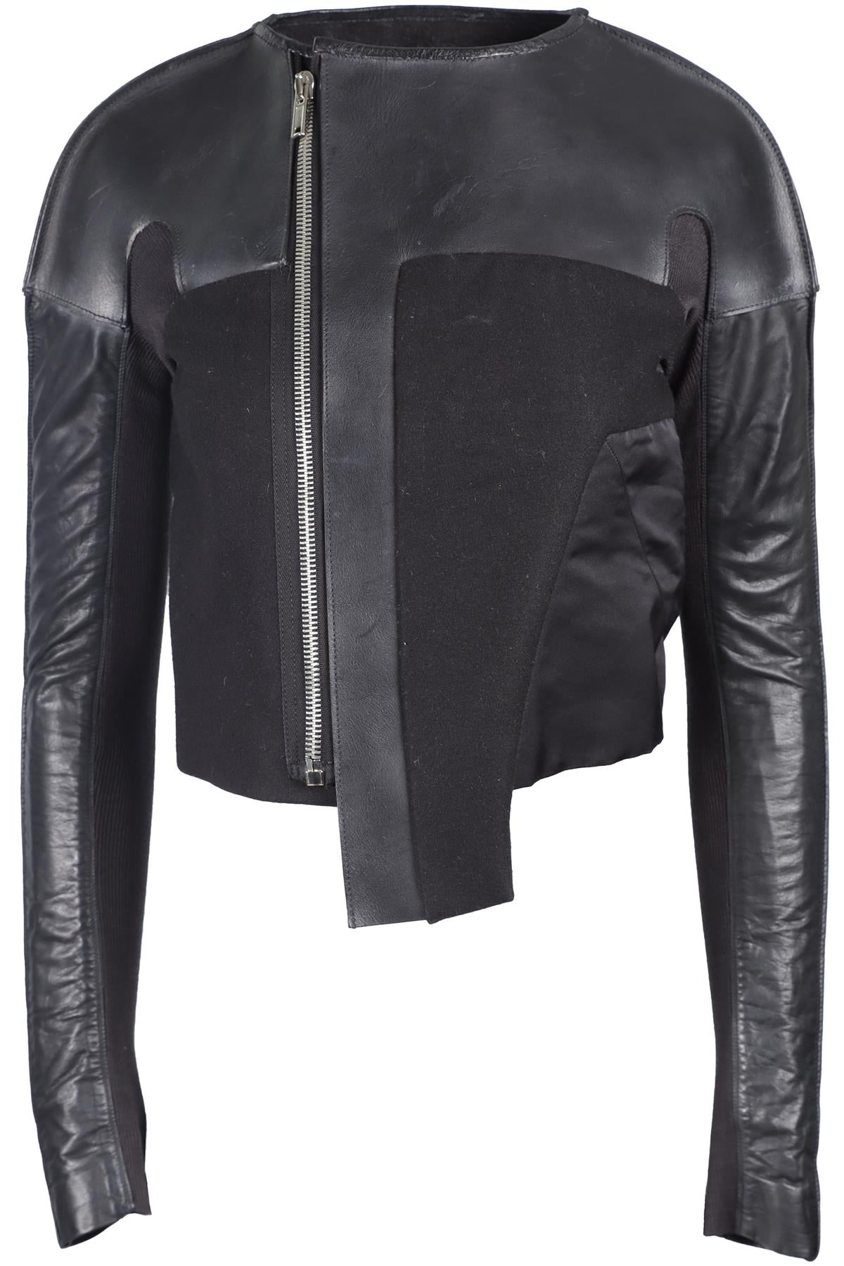 RICH OWENS BLACK LEATHER JACKET IT 38 UK 6