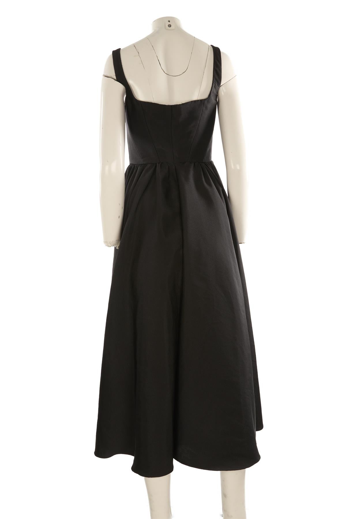 THE NEW ARRIVALS ILKYAZ OZEL BLACK WOVEN MAXI DRESS FR 36 UK 8