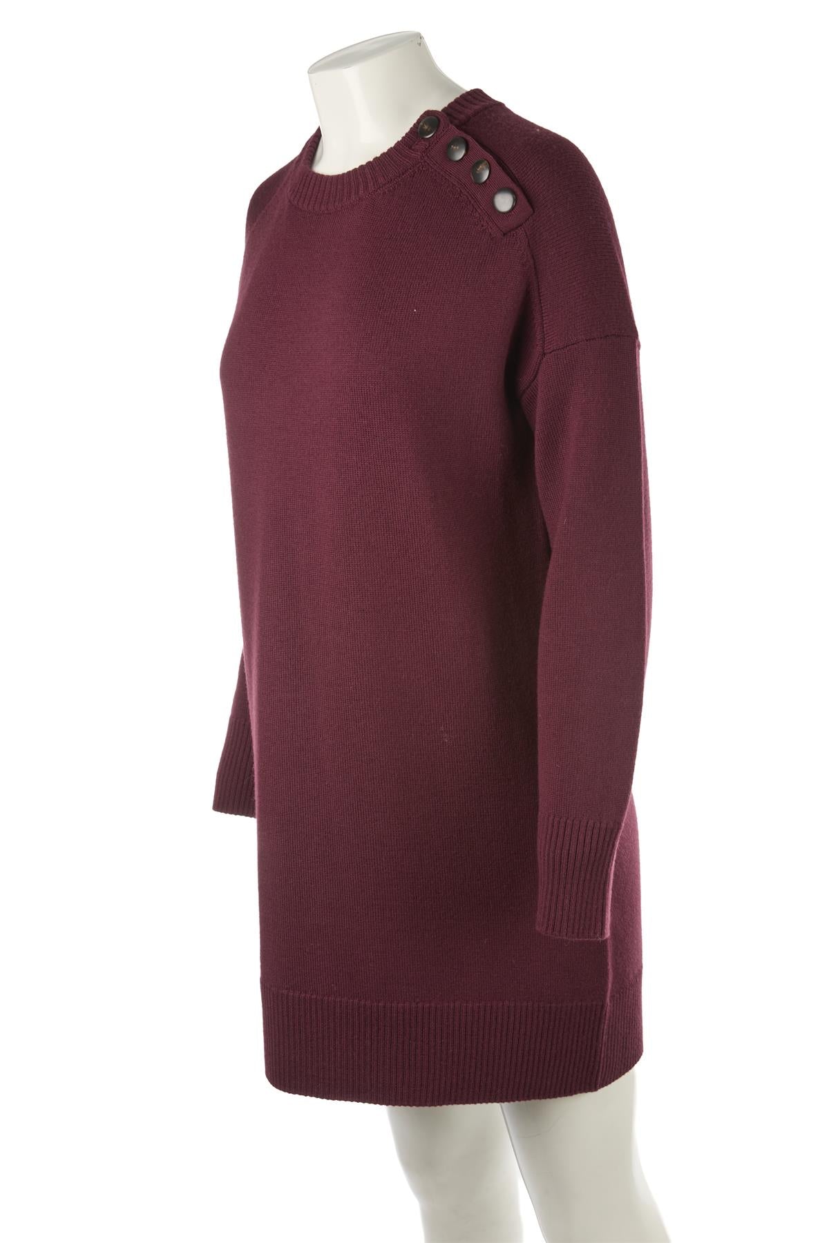 SEZANE BURGUNDY WOOL MINI DRESS MEDIUM