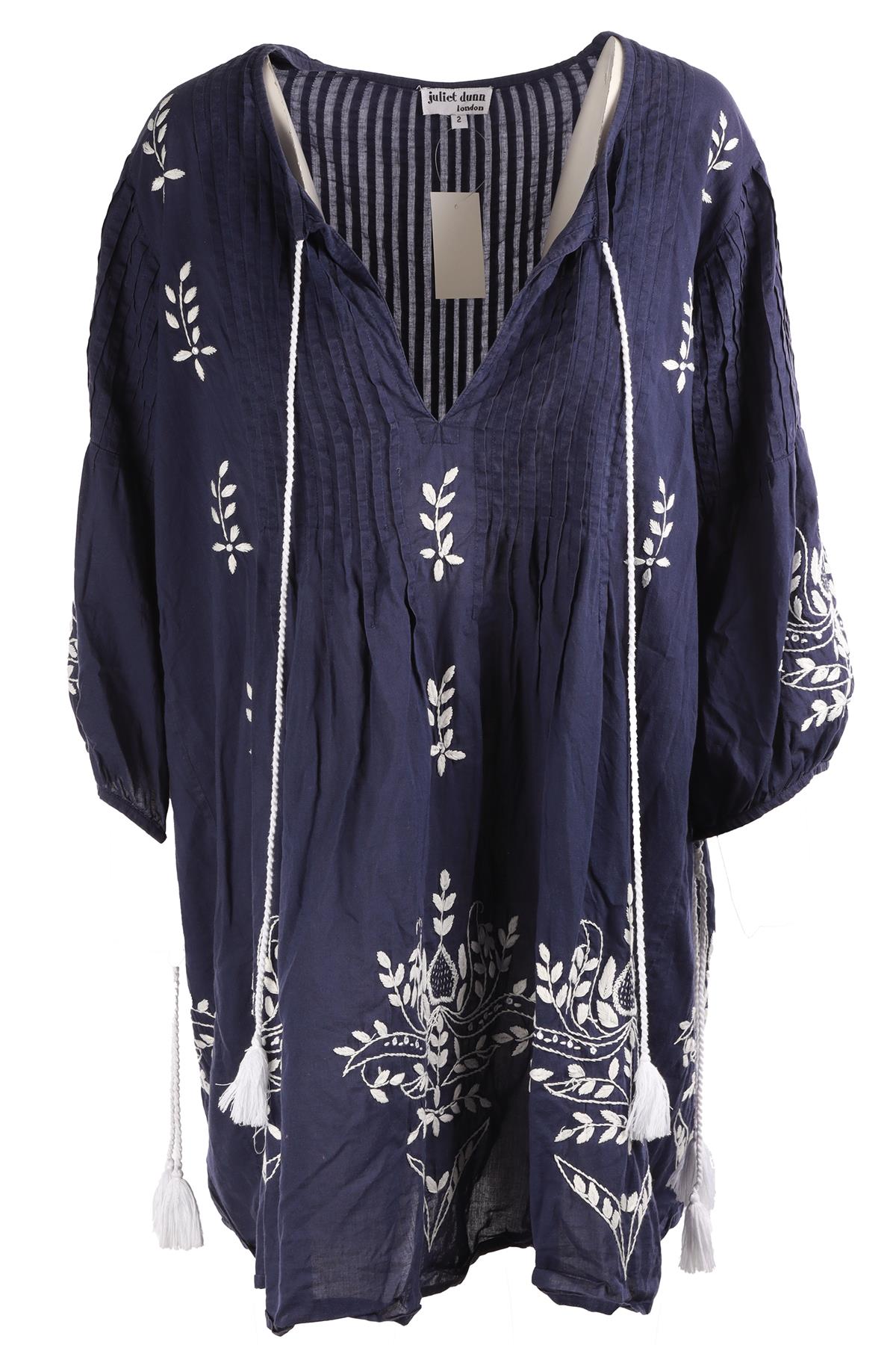 JULIET DUNN NAVY COTTON MINI DRESS 2 (UK 10-12)