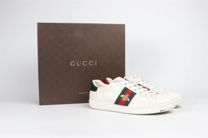 GUCCI WHITE ACE LEATHER SNEAKERS EU 37.5, UK 4.5, US 7.5