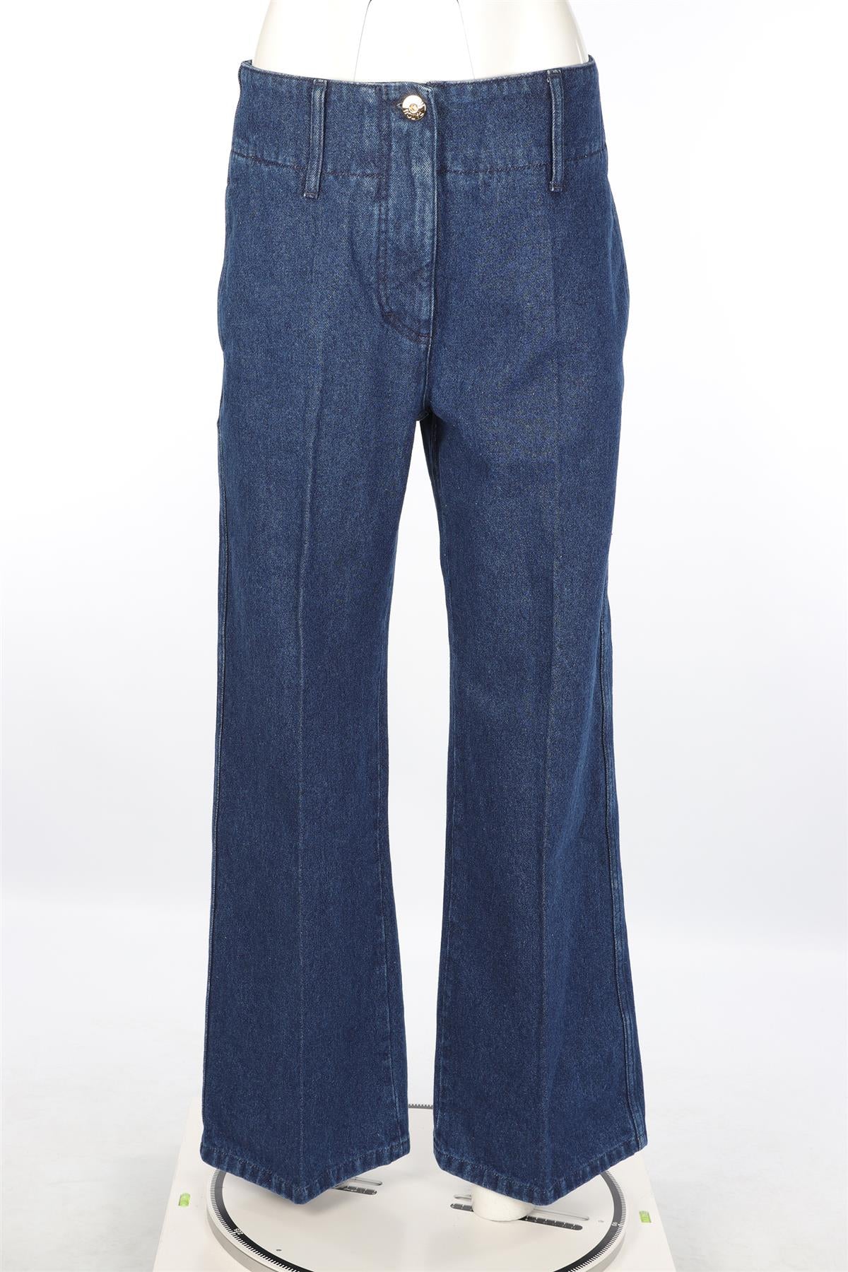 PATOU BLUE COTTON HIGH RISE WIDE LEG JEANS FR 38 UK 10