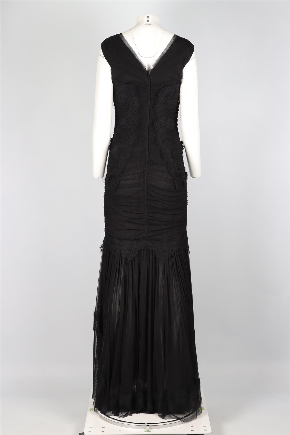 DOLCE & GABANNA BLACK TULLE MAXI DRESS IT 46 UK 14