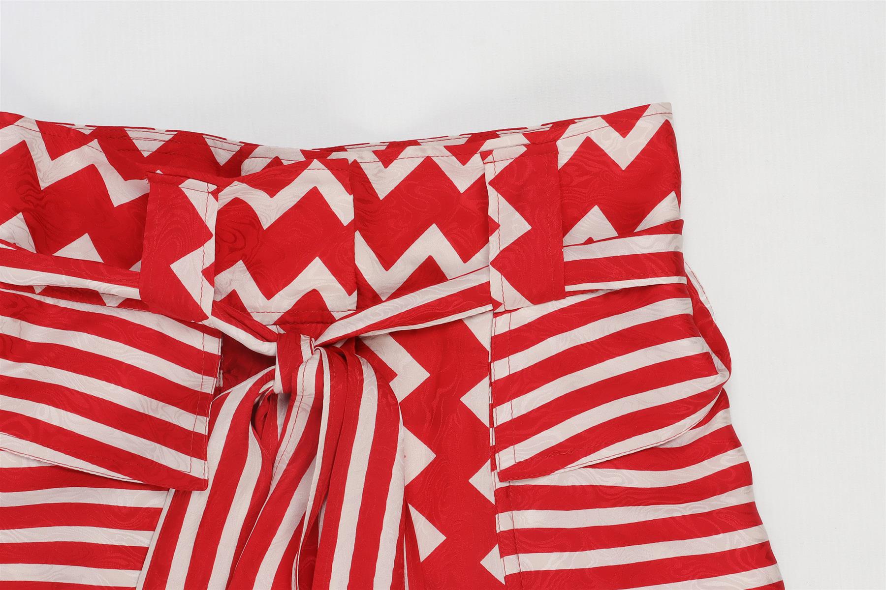 STELLA MCCARTNEY RED SILK TAPERED PANTS IT 36 UK 4