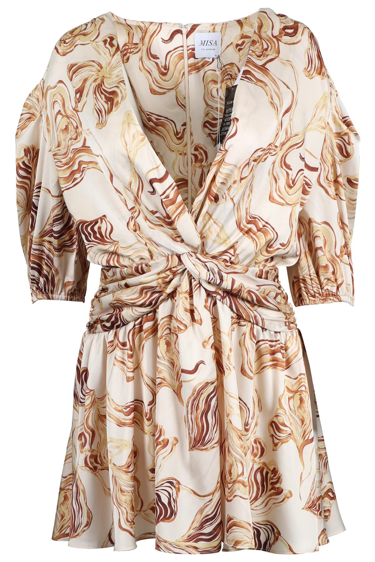 MISA LOS ANGELES BEIGE SATIN MINI DRESS MEDIUM