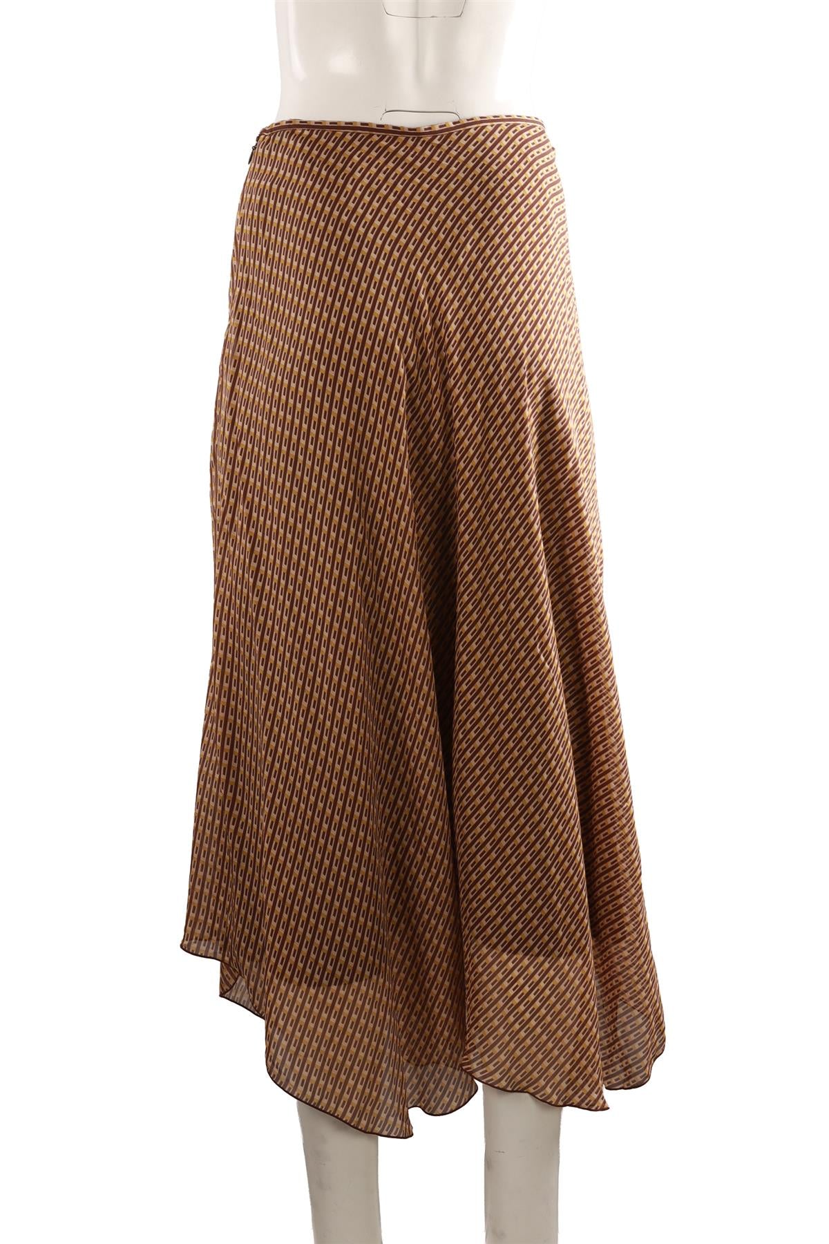 BROWN SILK MAXI SKIRT
