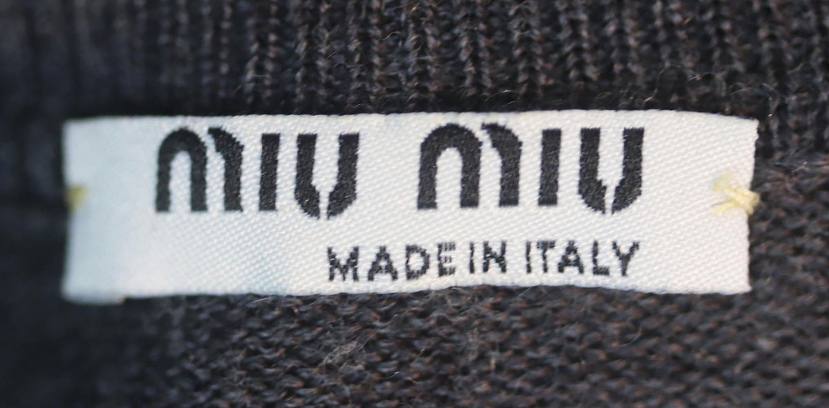 MIU MIU SILK TRIMMED WOOL SWEATER DRESS IT 38 UK 6