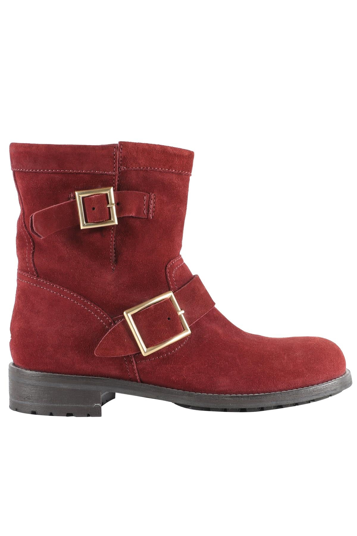 JIMMY CHOO RED SUEDE ANKLE BOOTS EU 38, UK 5, US 8