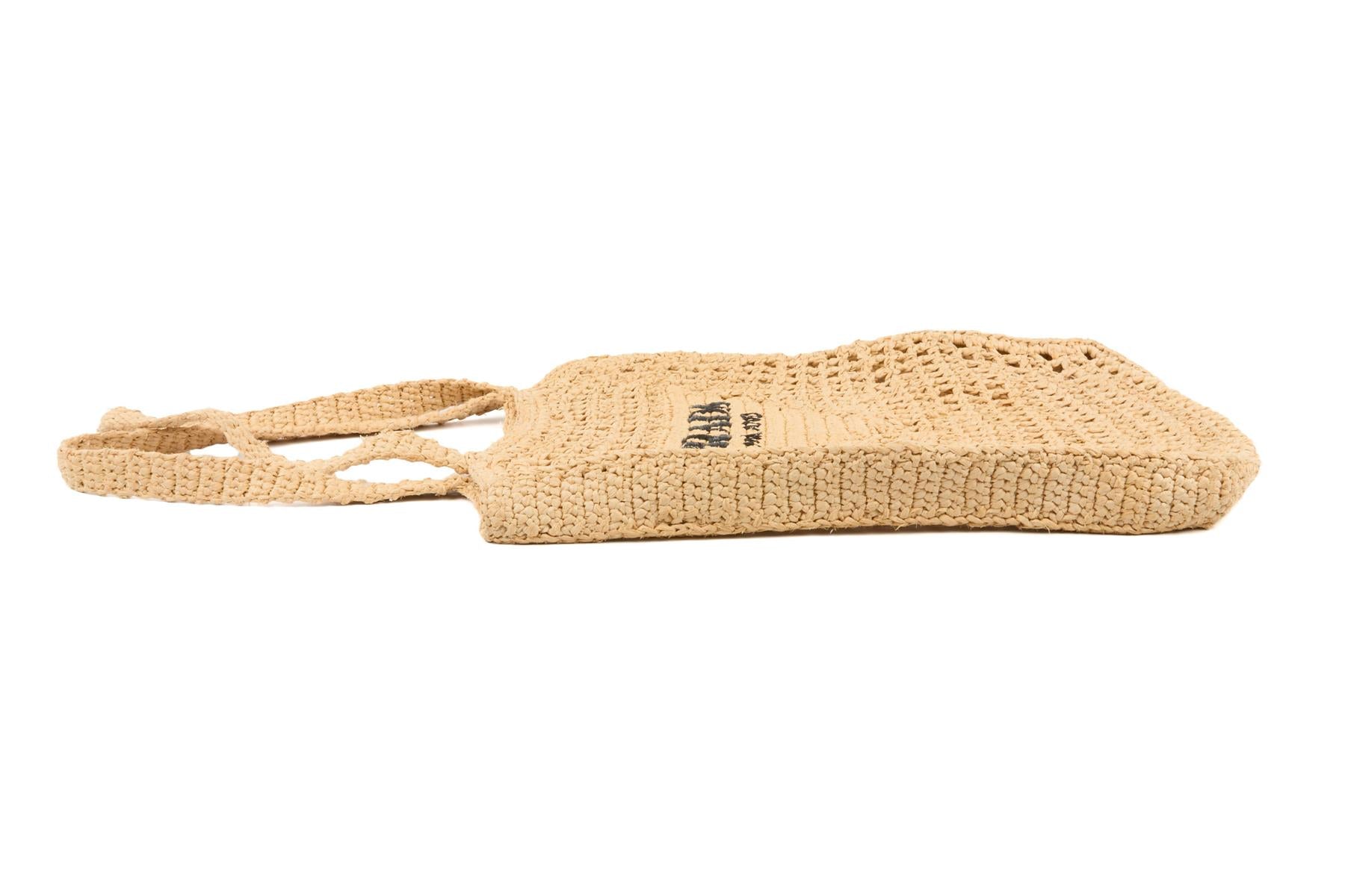 PRADA BEIGE RAFFIA SHOULDER BAG