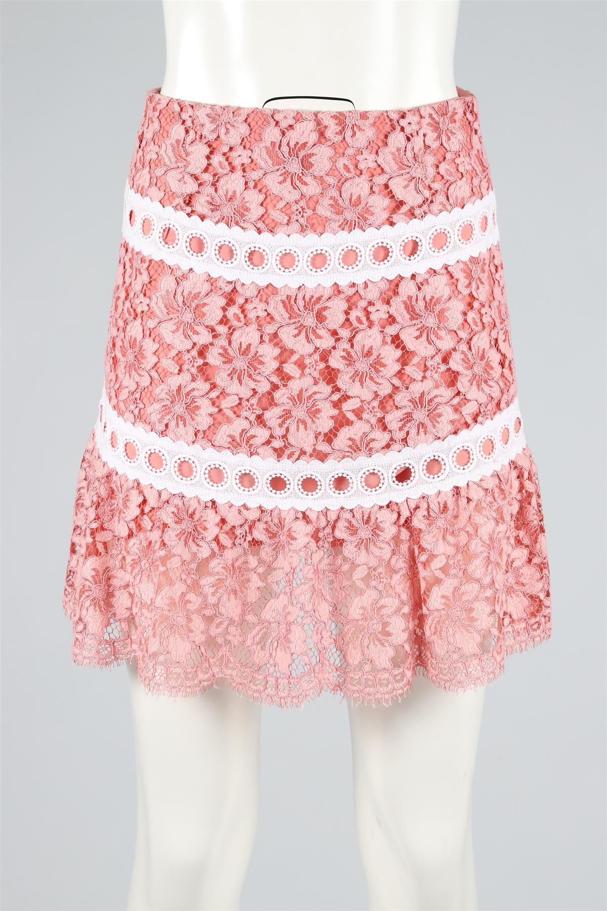 SANDRO PINK LACE MINI SKIRT SMALL