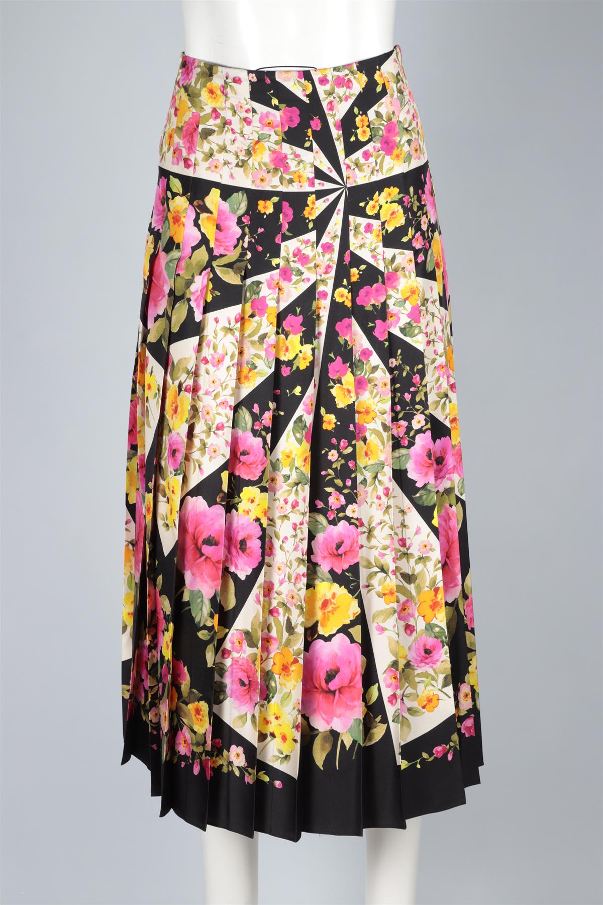 GUCCI MULTI SILK MIDI SKIRT IT 44 UK 12