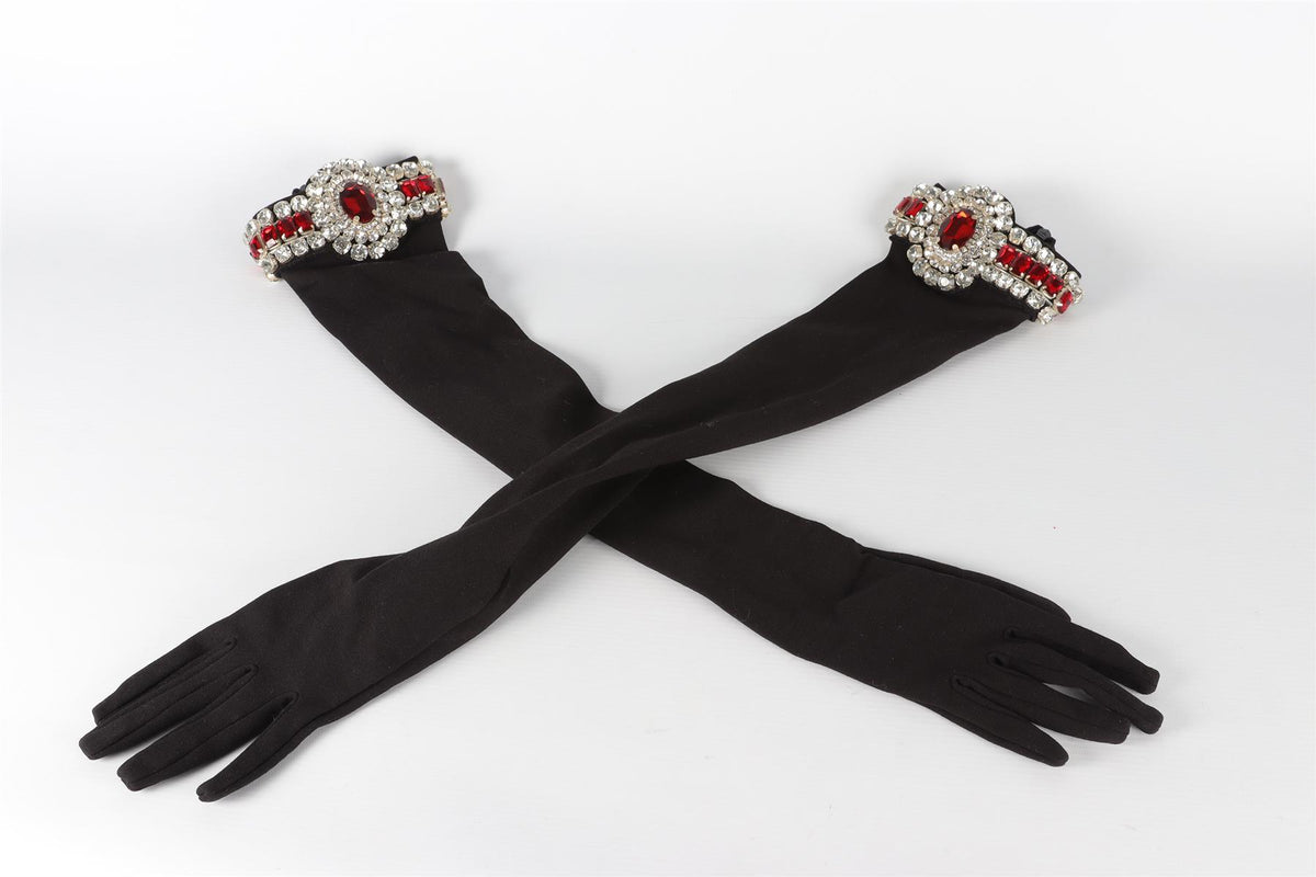 DAVID KOMA BLACK CRYSTAL AND JERSEY GLOVES MEDIUM