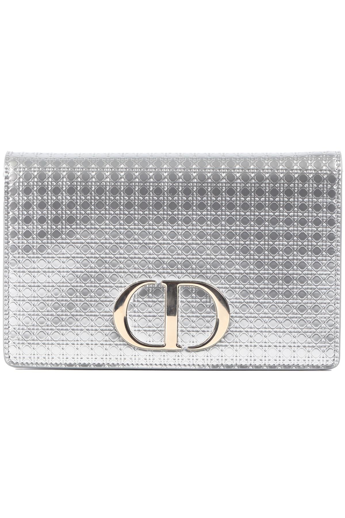 CHRISTIAN DIOR SILVER 30 MONTAIGNE 2 IN 1 MICRO CANNAGE LEATHER BAG