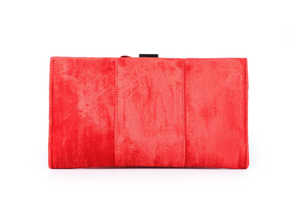 ROGER VIVIER RED MINI VELVET CLUTCH