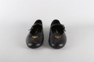 PRADA BLACK LEATHER BALLET FLATS EU 36