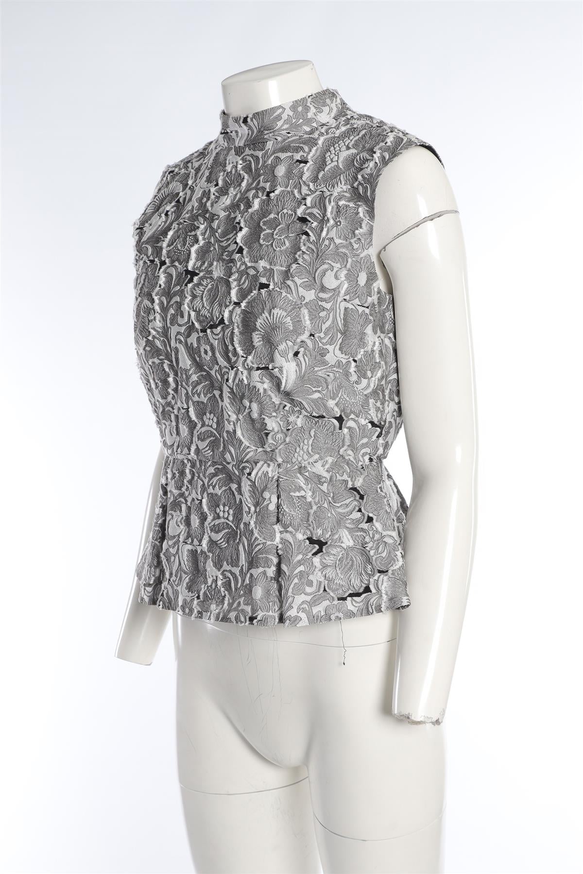 ERDEM GREY JACQUARD TOP UK 12