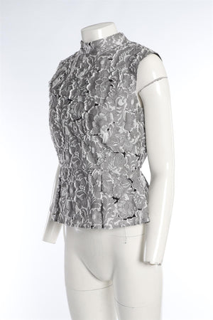ERDEM GREY JACQUARD TOP UK 12