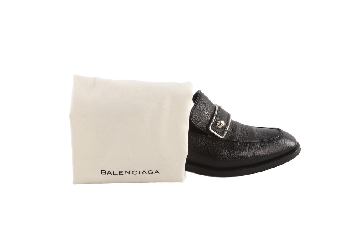 BALENCIAGA BLACK LEATHER LOAFERS EU 39 UK 6 US 9