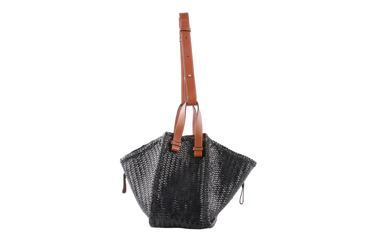 LOEWE NAVY HAMMOCK MEDIUM LEATHER TOTE BAG
