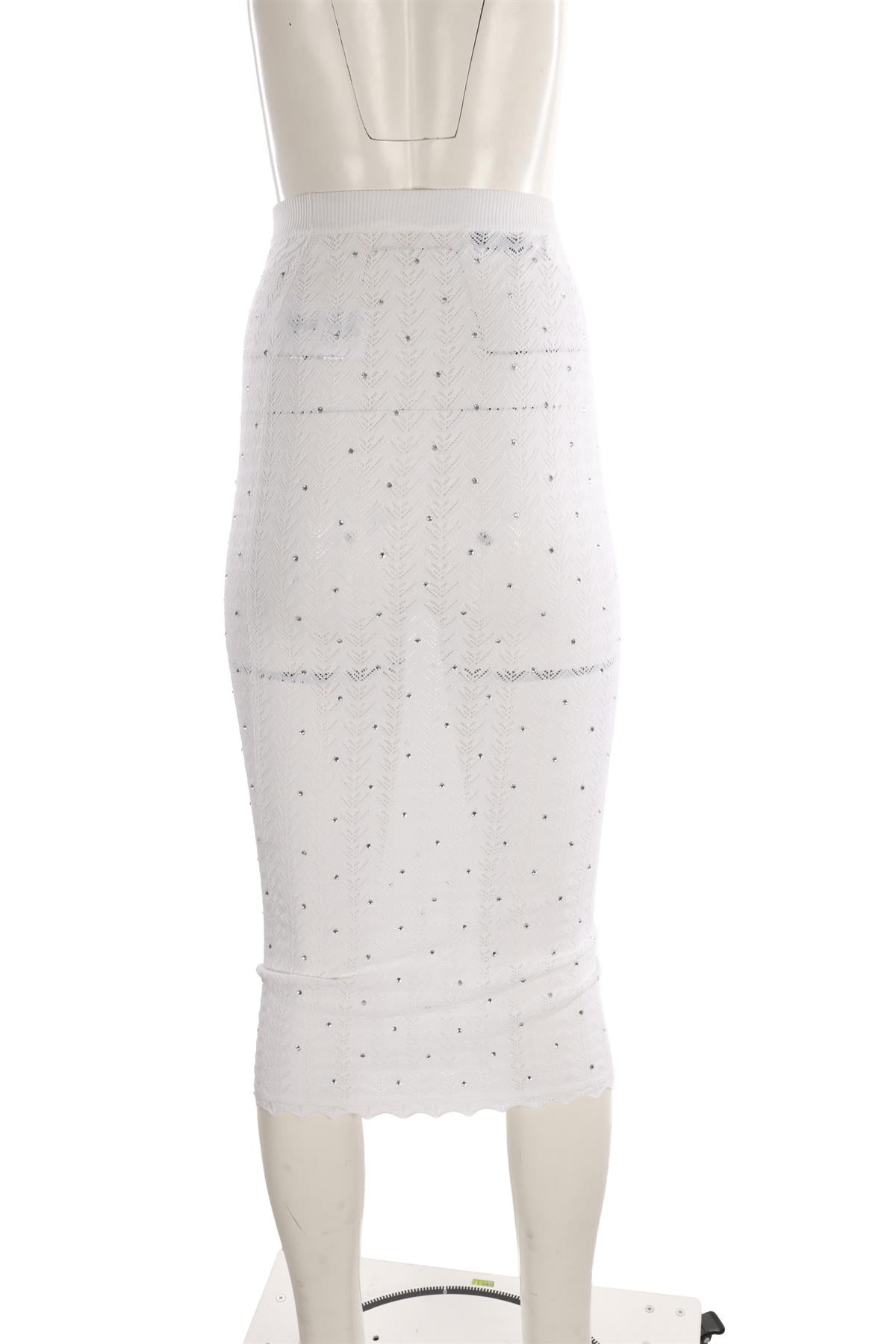 ALESSANDRA RICH CREAM KNIT MIDI SKIRT IT 38 UK 6