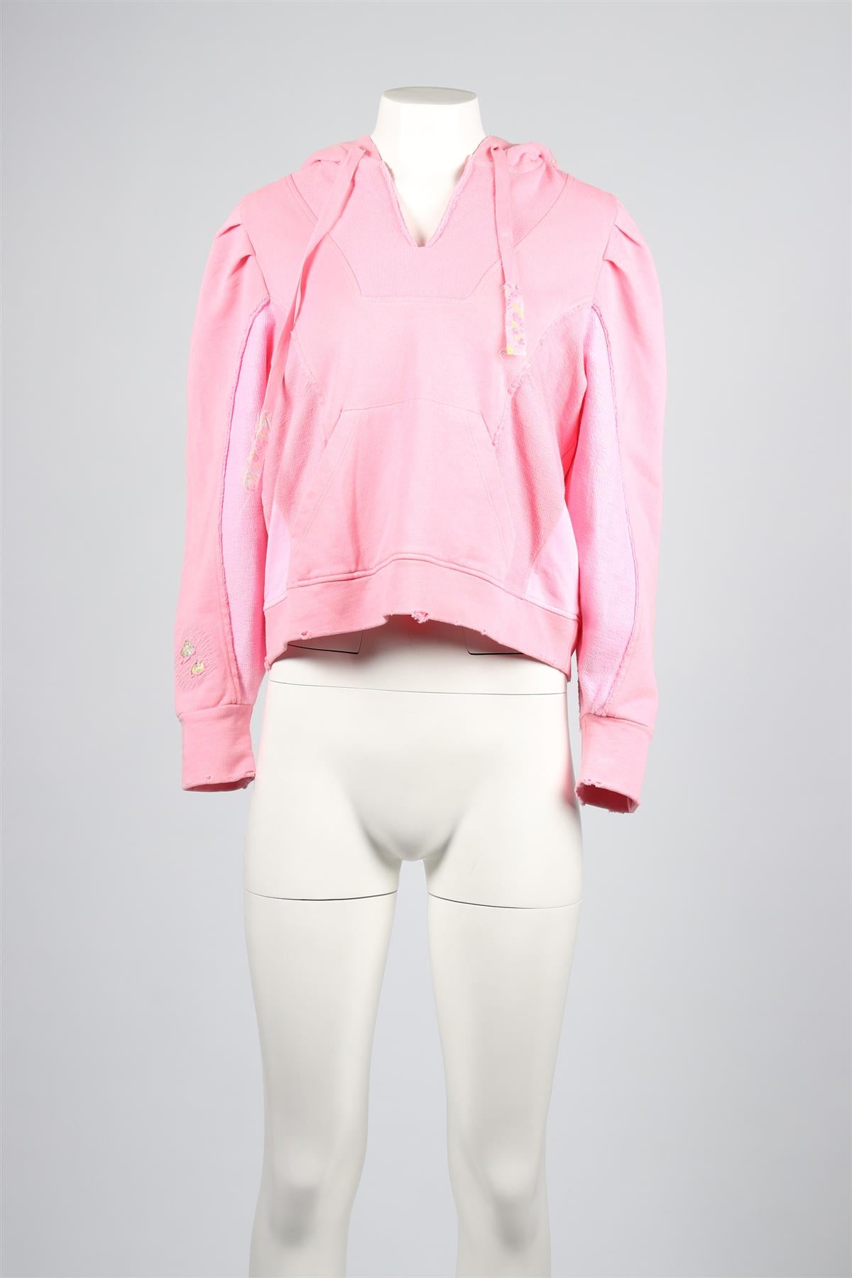 LOVESHACKFANCY PINK COTTON HOODIE SMALL