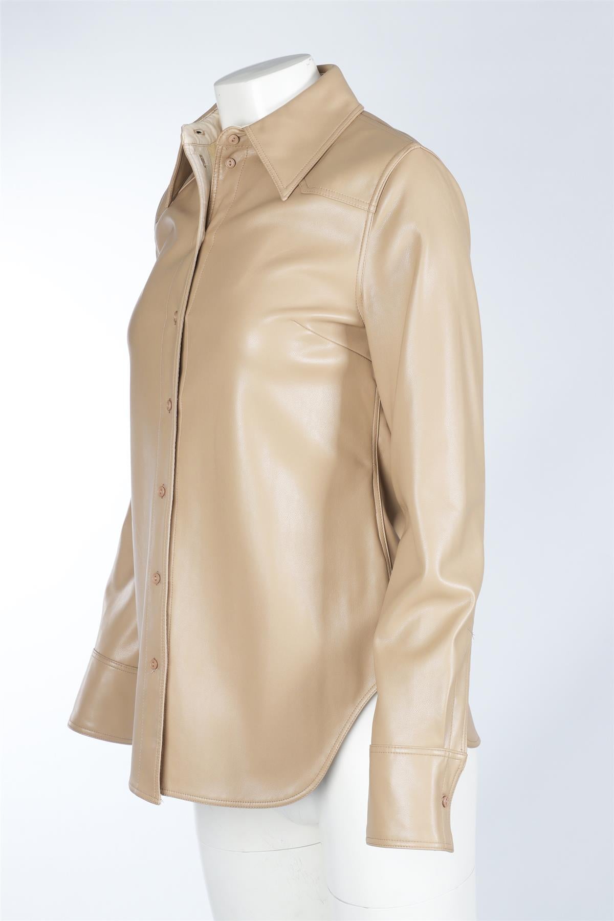 STAND STUDIO BEIGE FAUX LEATHER SHIRT FR 36 UK 8