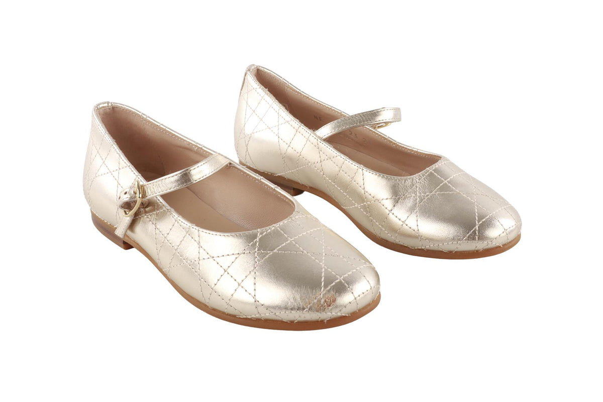 CHRISTIAN DIOR GOLD KIDS GIRLS BALLET FLATS EU 29 UK 11 US 12