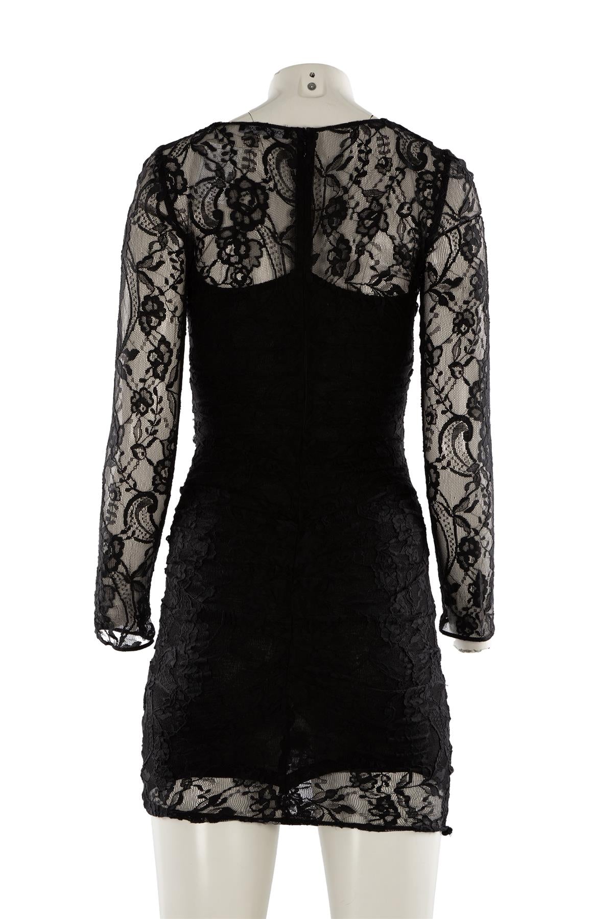 DOLCE & GABBANA BLACK LACE MINI DRESS IT 38 UK 6