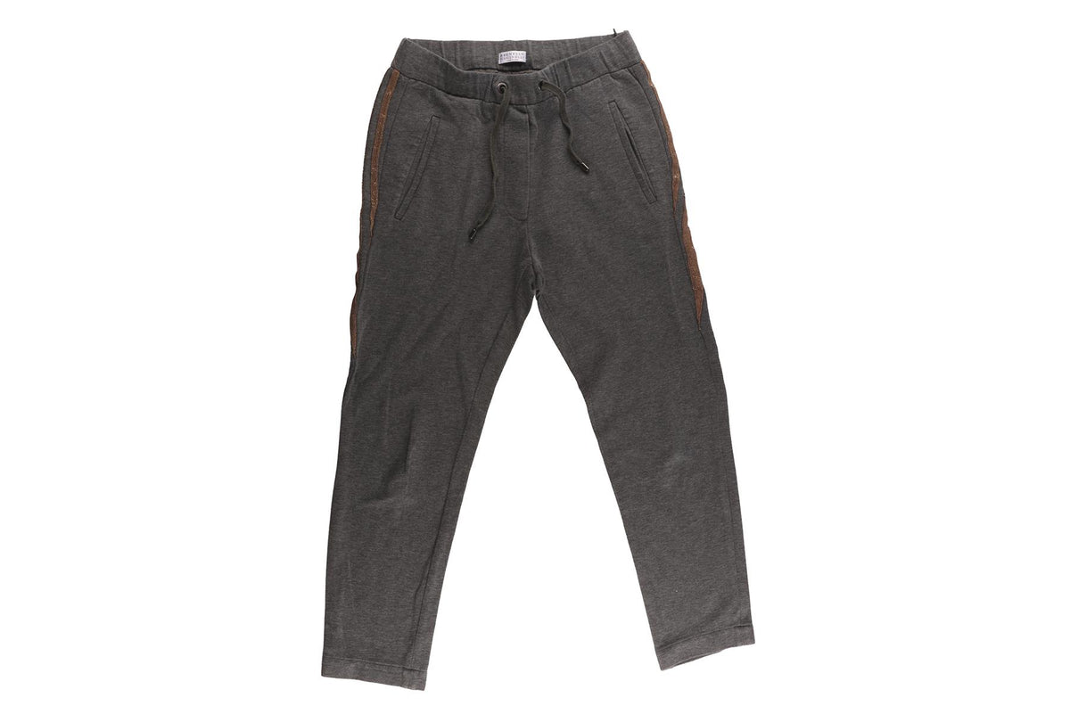 BRUNELLO CUCINELLI GREY COTTON TRACK PANTS IT 38 UK 6