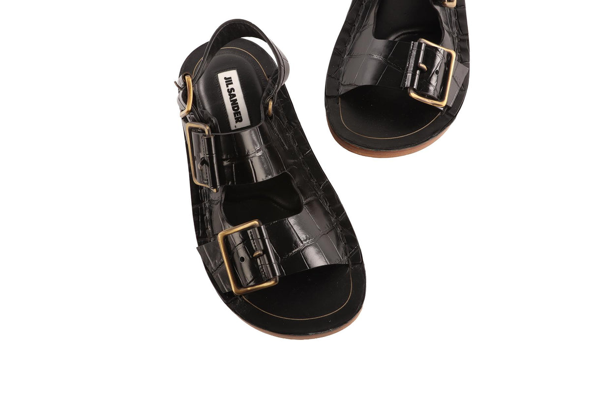 JIL SANDER BLACK LEATHER SANDALS EU 38 UK 5 US 8