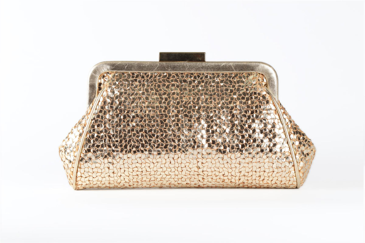 ANYA HINDMARCH GOLD LEATHER CLUTCH