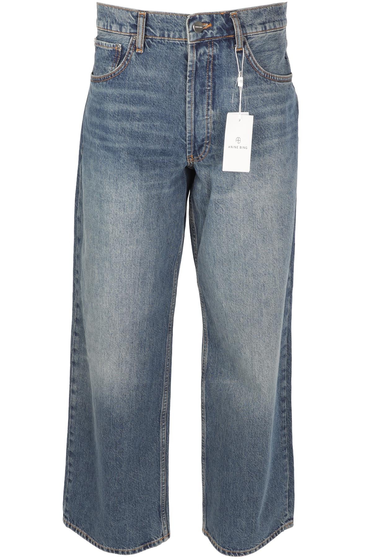 ANINE BING BLUE DENIM HIGH RISE WIDE LEG JEANS W29 UK 10-12