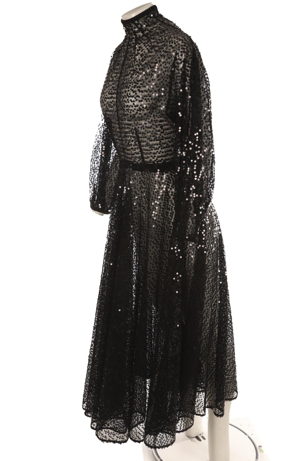 EMILIA WICKSTEAD BLACK SEQUIN MAXI DRESS UK 10