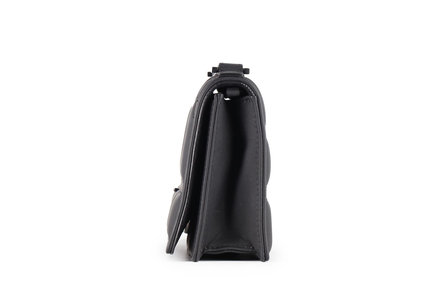 CHRISTIAN DIOR BLACK DIORAMA ULTRAMATTE LEATHER CLUTCH WITH CHAIN