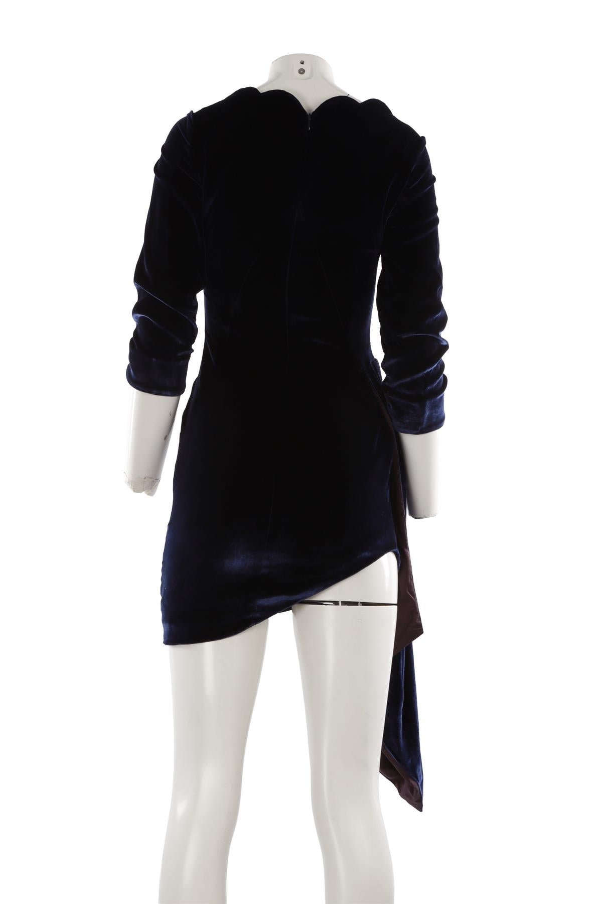 NAVY VELVET MINI DRESS