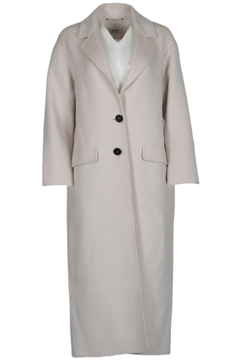 S' MAX MARA CREAM WOOL MAXI COAT US 4 UK 8