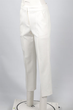 ME+EM WHITE WOVEN STRAIGHT LEG PANTS UK 8