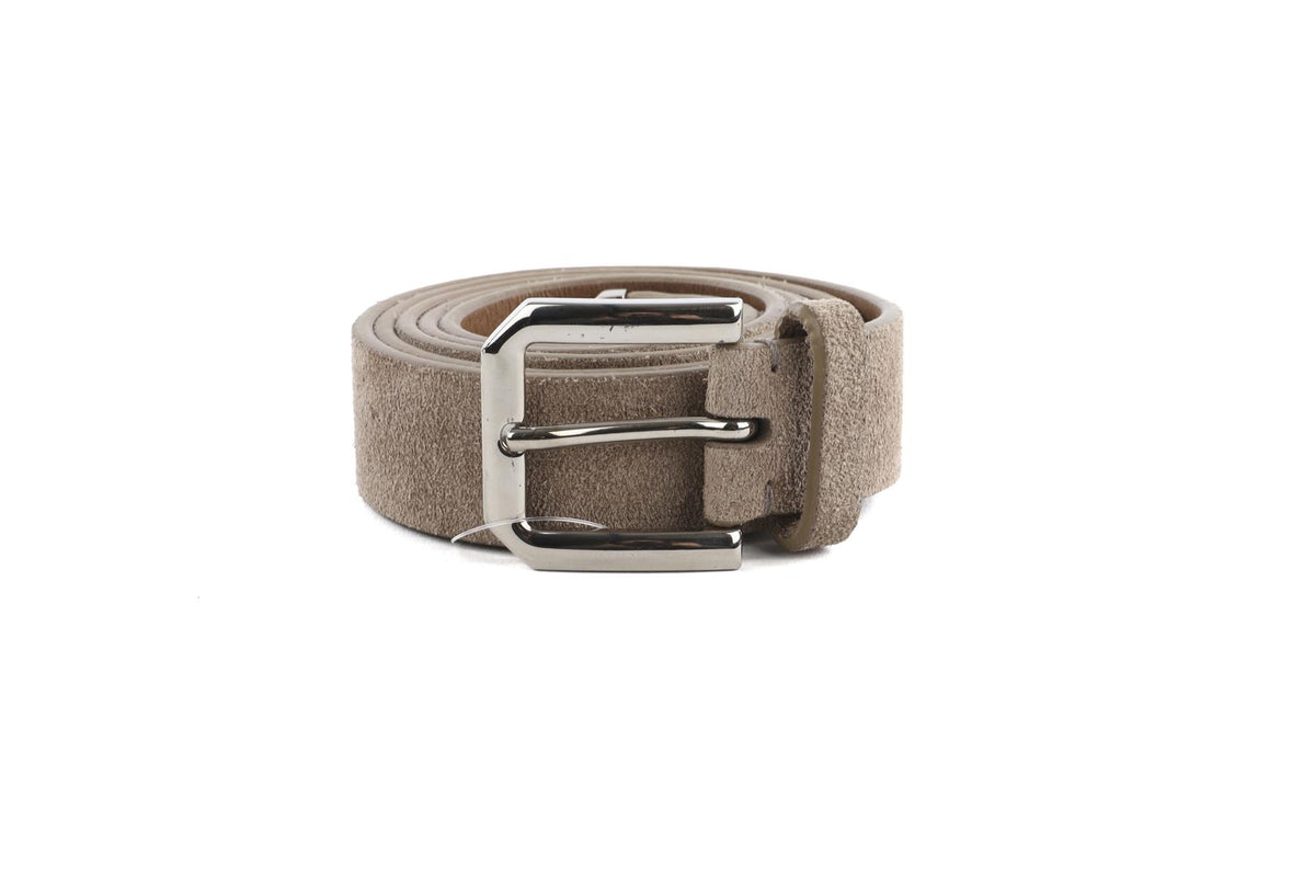 BRUNELLO CUCINELLI TAUPE MEN'S SUEDE BELT 105CM