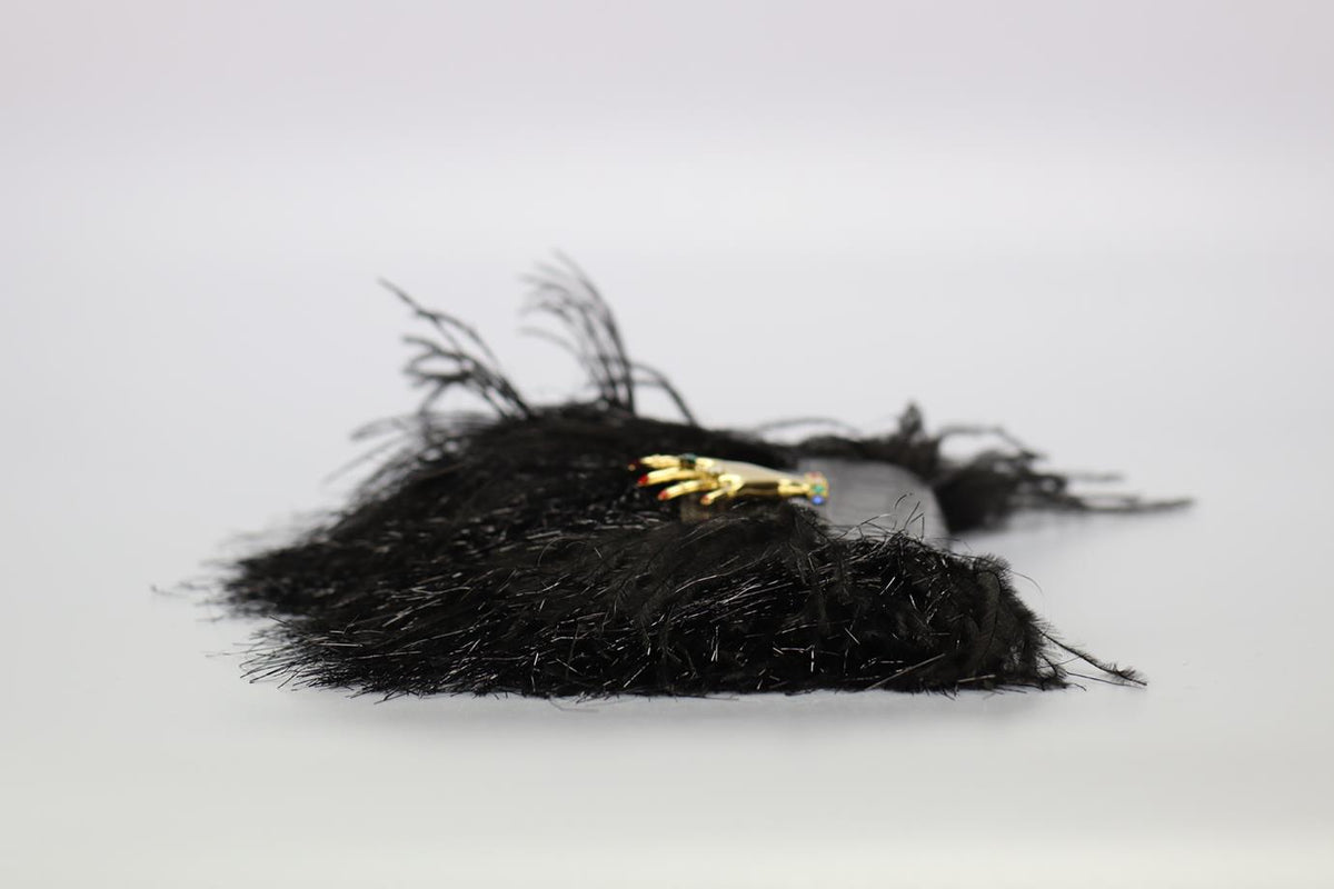 SONIA RYKIEL FEATHER TRIMMED CROC EFFECT LEATHER CLUTCH