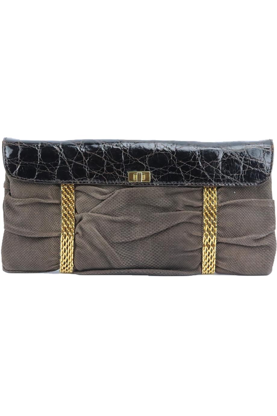 VBH CROCODILE AND SNAKE EFFECT SUEDE CLUTCH