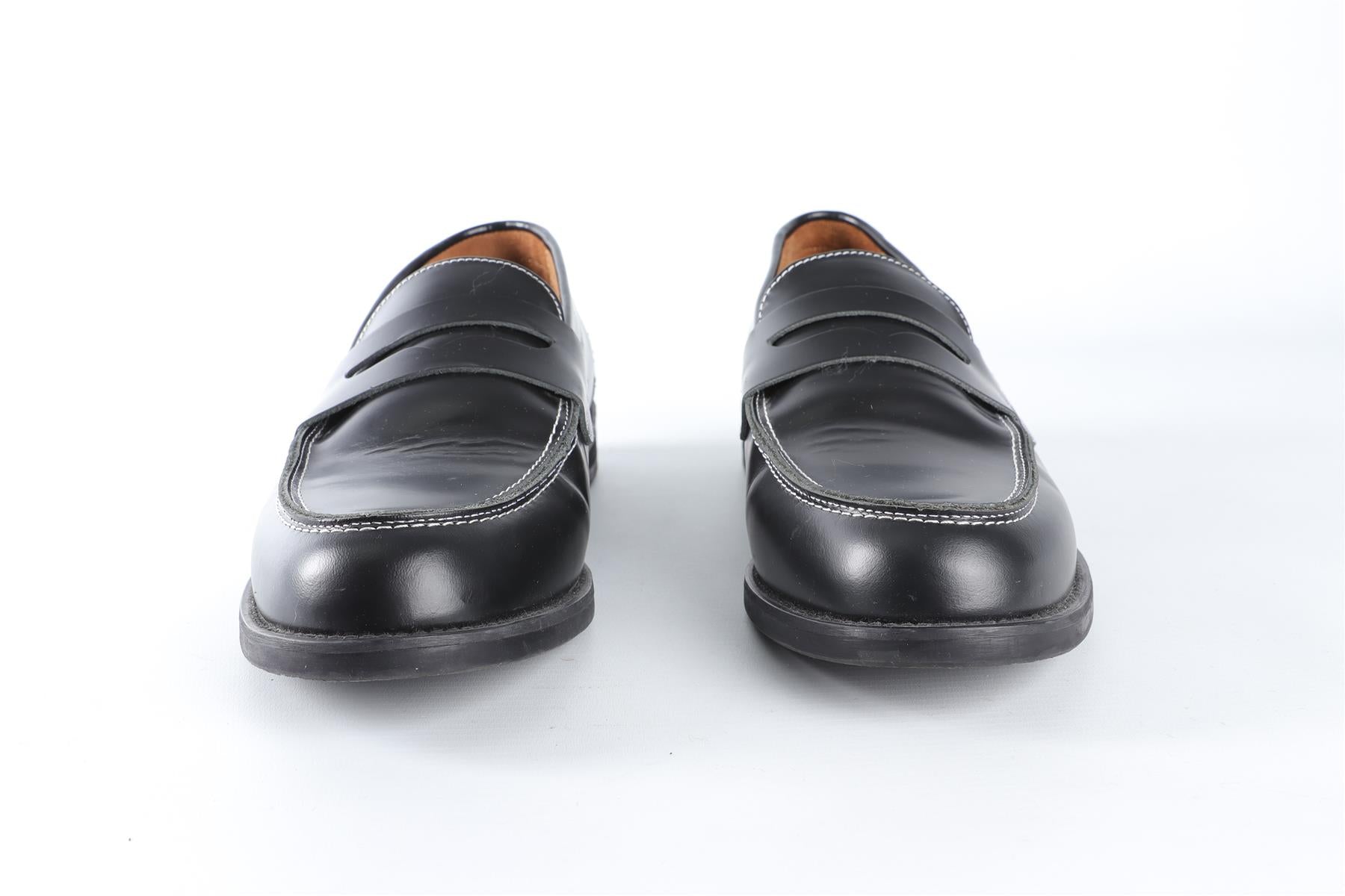 DUKE + DEXTER BLACK MEN'S LEATHER LOAFERS UK 9 EU 43 US 10